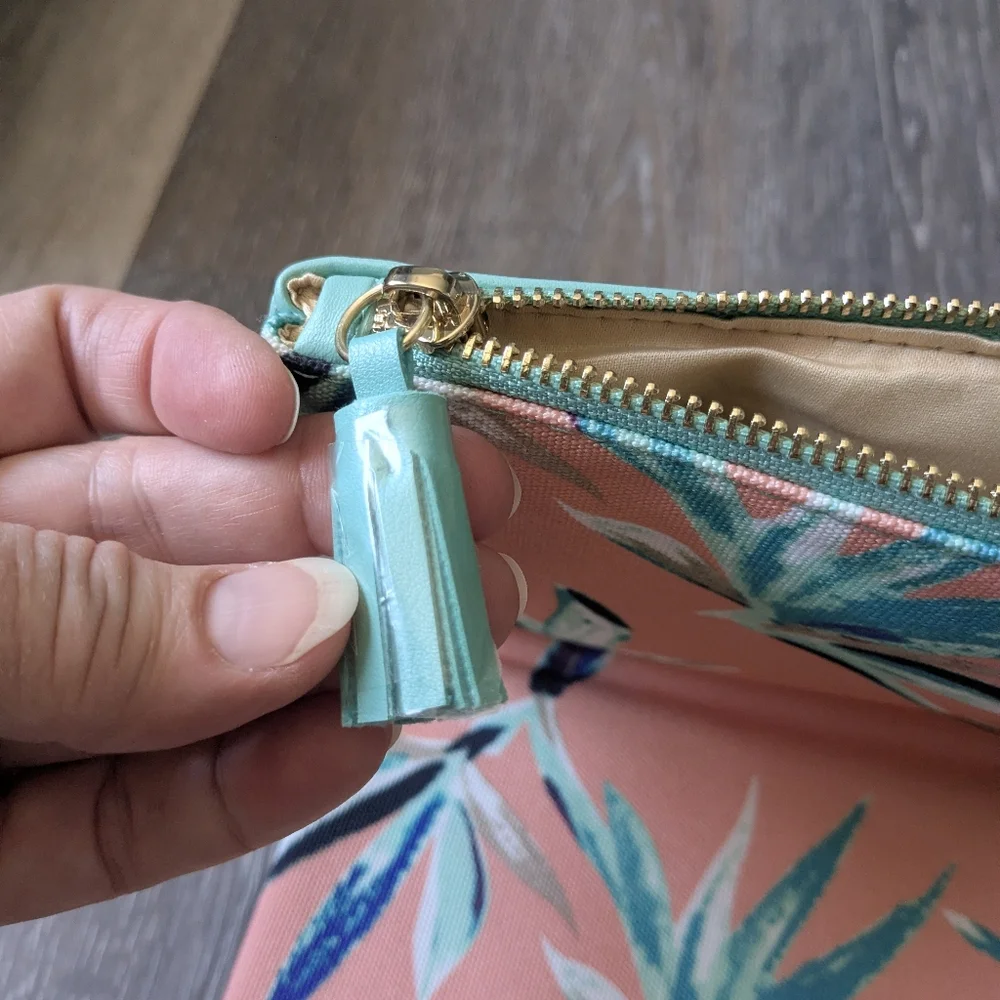 Rachel Pally Tropical Foldover Clutch | Mint & Coral Palm Print Zip Pouch
